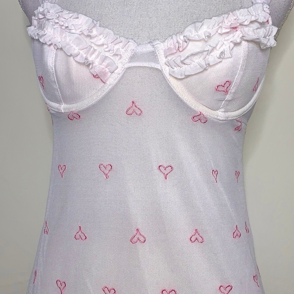 Adorable Mesh Heart Babydoll Slip Dress